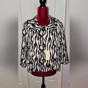 Vertigo Paris Lined Blazer Coat Size M Zebra Pink/black/white Crop Swing Jacket